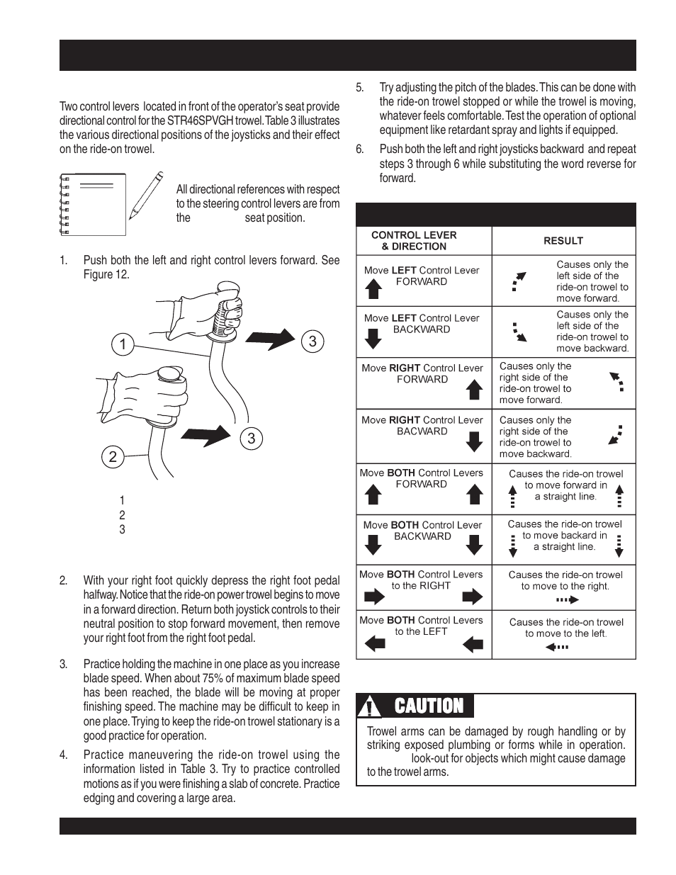 Str46spvgh — operation, Caution | Multiquip STR46SPVGH User Manual | Page 21 / 42