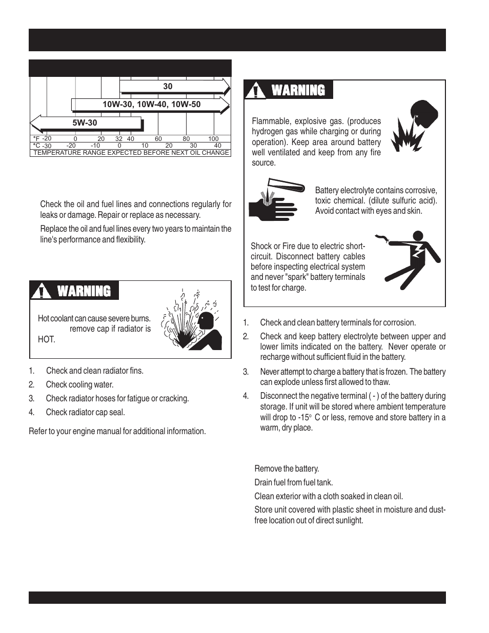 Str46spvgh — maintenance, Warning | Multiquip STR46SPVGH User Manual | Page 24 / 42