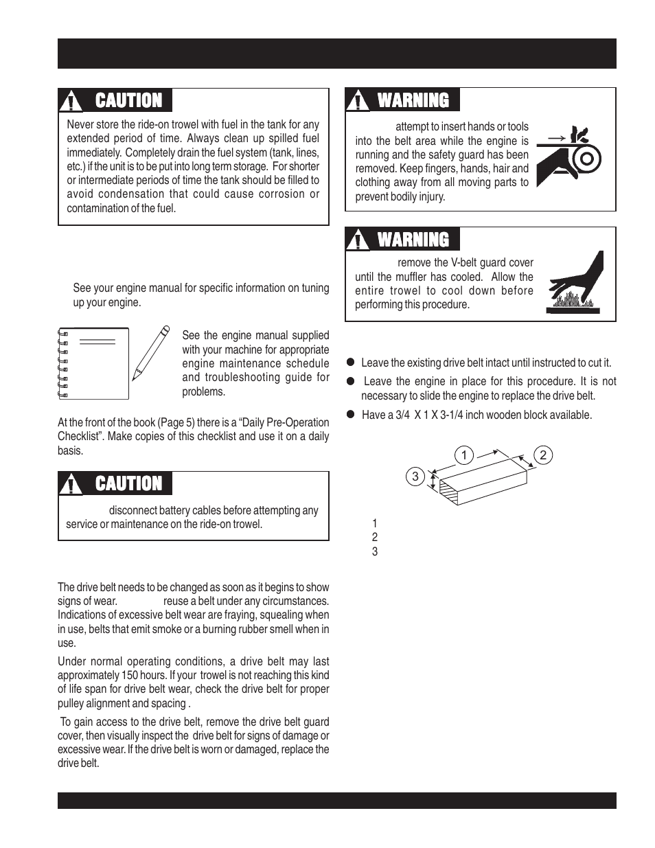 Str46spvgh — maintenance, Warning, Caution | Multiquip STR46SPVGH User Manual | Page 25 / 42