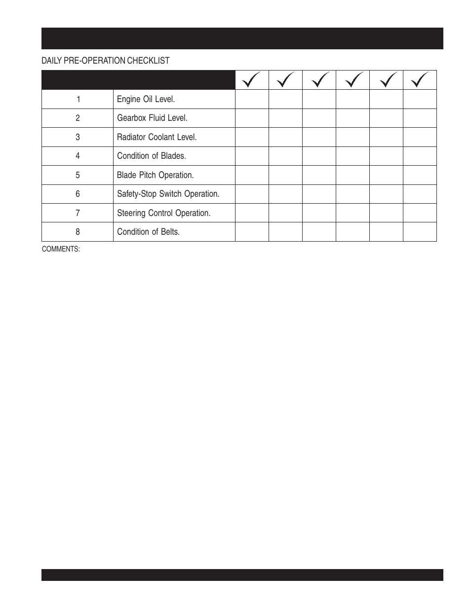 Daily pre-operation checklist | Multiquip STR46SPVGH User Manual | Page 5 / 42