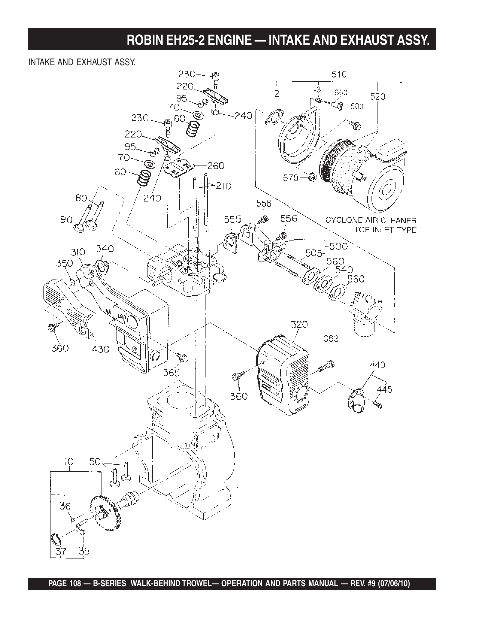 Robin eh25-2 engine — intake and exhaust assy | Multiquip B-SERIES User Manual | Page 108 / 124