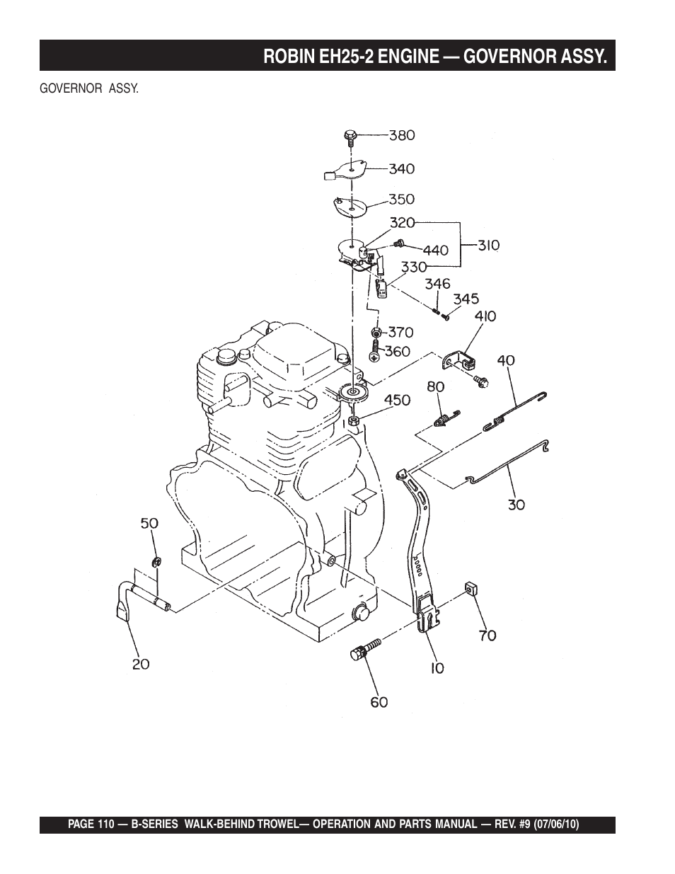 Robin eh25-2 engine — governor assy | Multiquip B-SERIES User Manual | Page 110 / 124