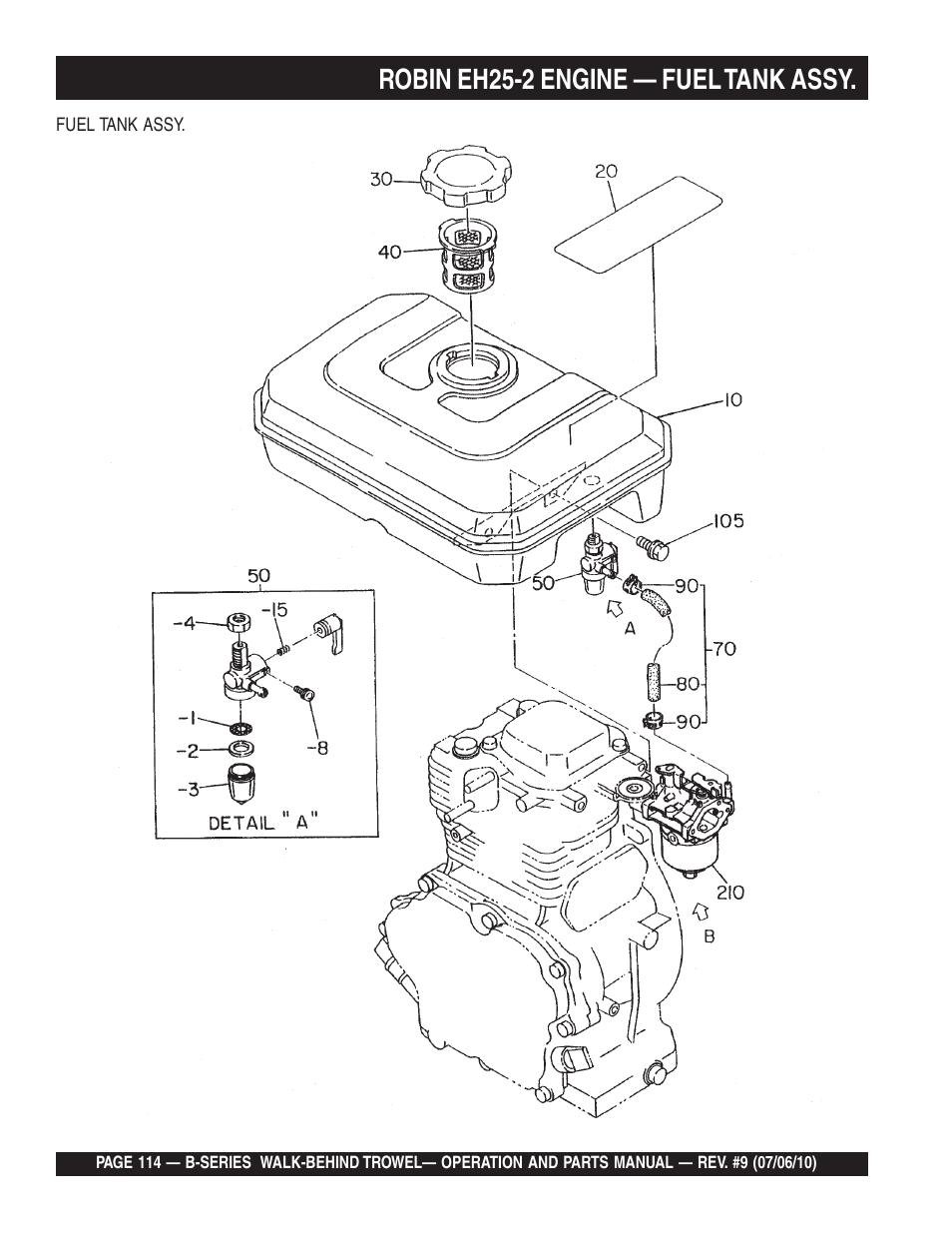 Robin eh25-2 engine — fuel tank assy | Multiquip B-SERIES User Manual | Page 114 / 124