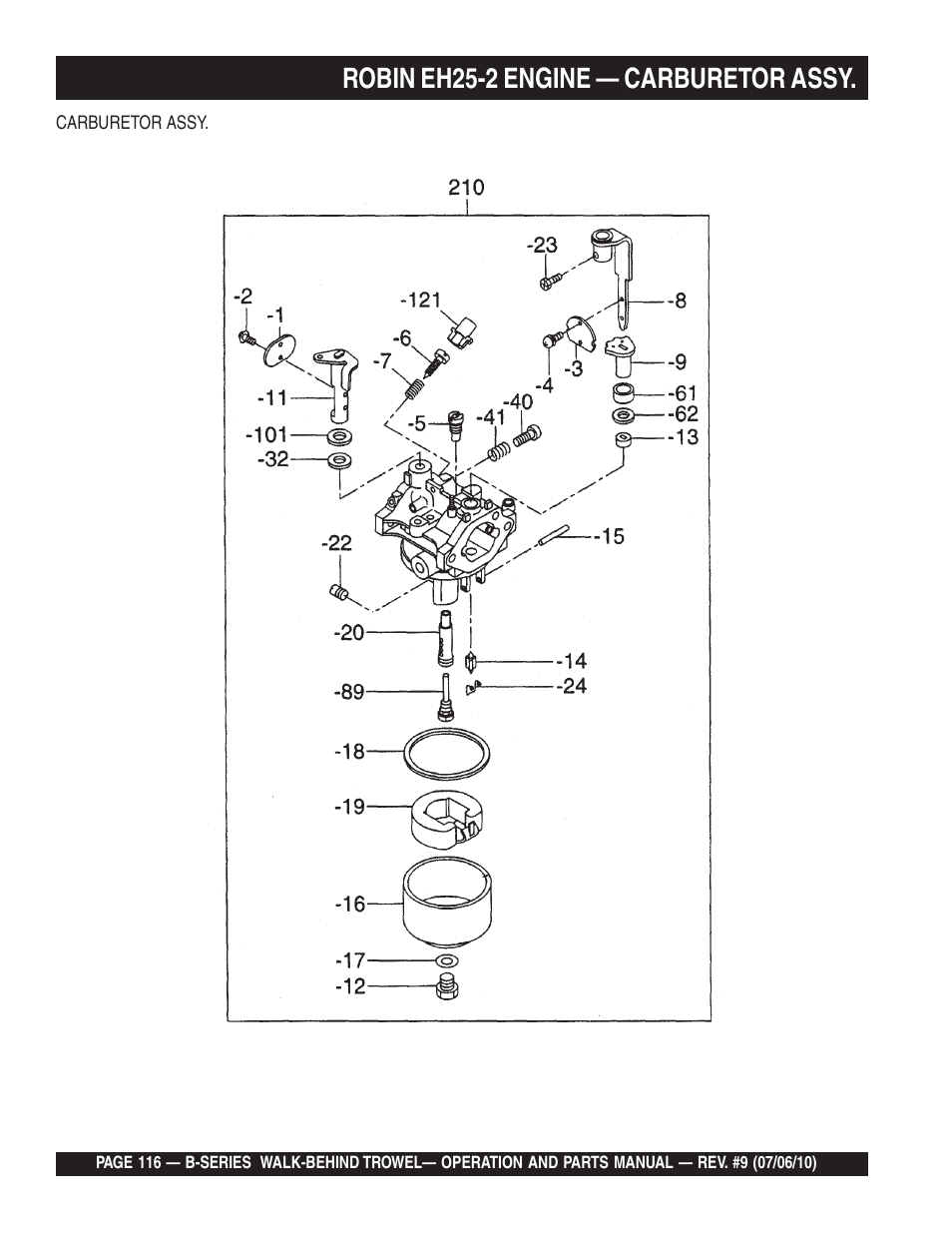 Robin eh25-2 engine — carburetor assy | Multiquip B-SERIES User Manual | Page 116 / 124