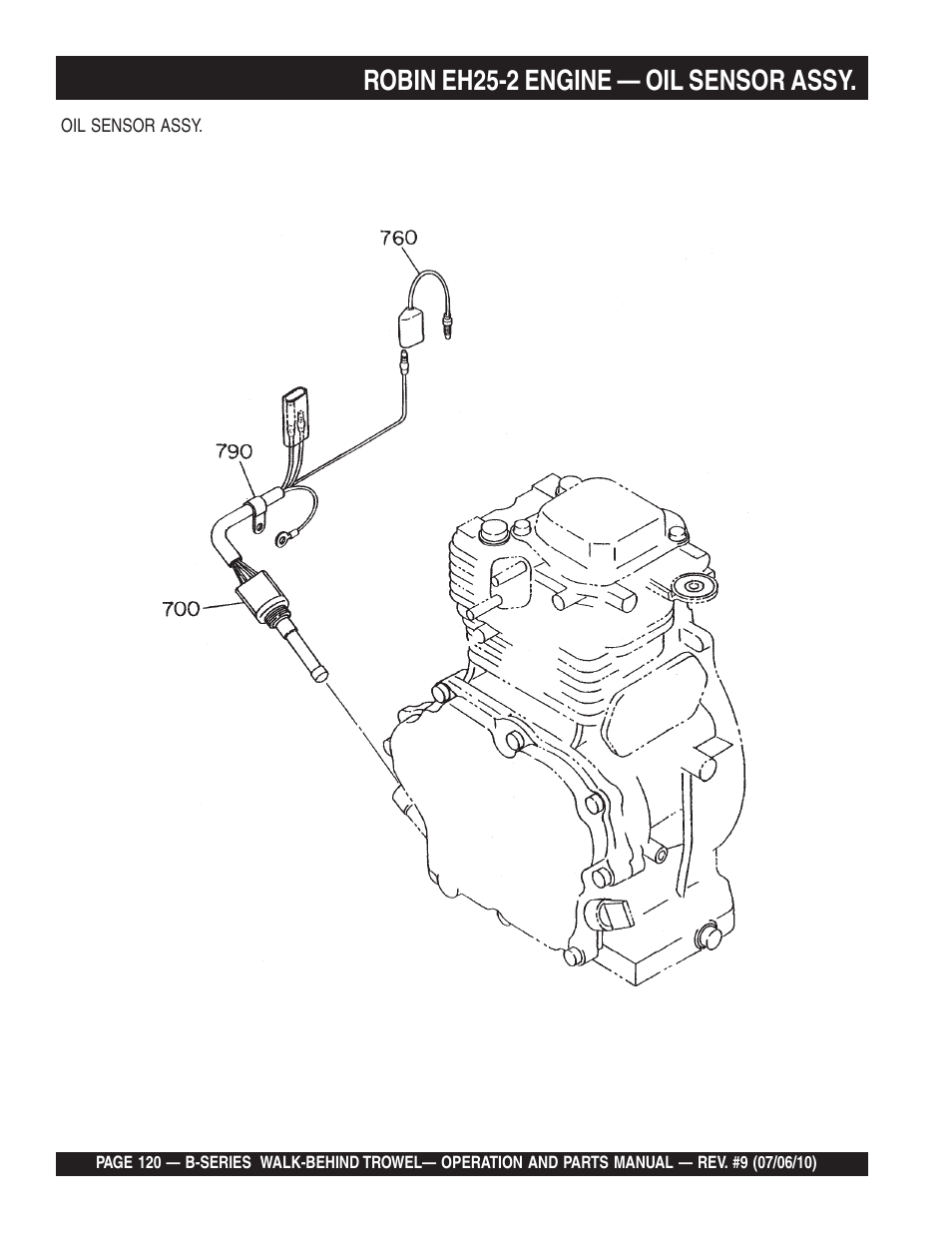 Robin eh25-2 engine — oil sensor assy | Multiquip B-SERIES User Manual | Page 120 / 124