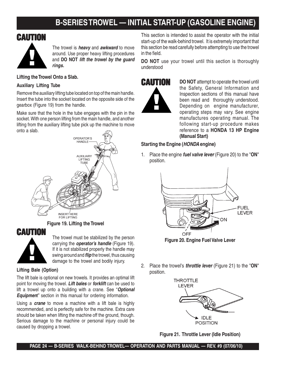Caution | Multiquip B-SERIES User Manual | Page 24 / 124