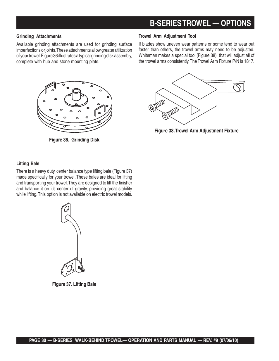 B-series trowel — options | Multiquip B-SERIES User Manual | Page 30 / 124