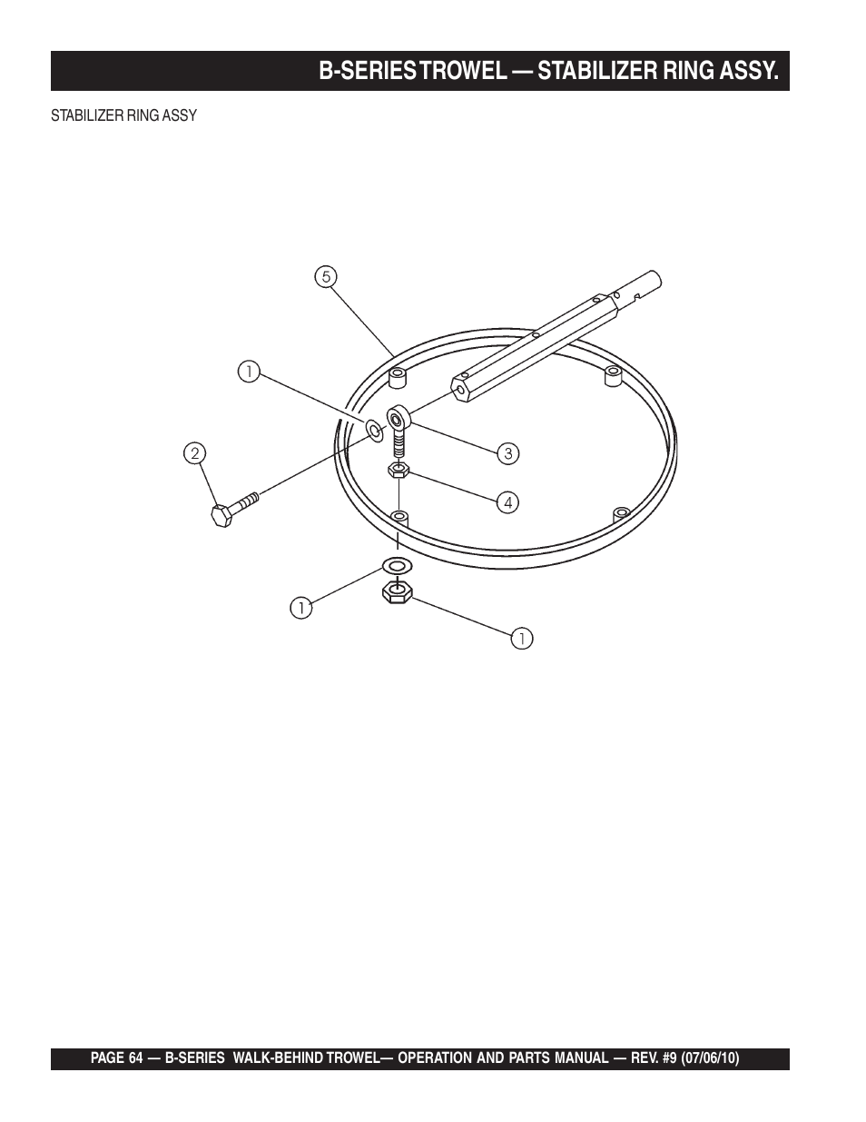 B-series trowel — stabilizer ring assy | Multiquip B-SERIES User Manual | Page 64 / 124