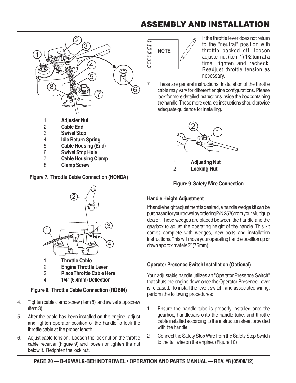 Assembly and installation | Multiquip B46-SERIES User Manual | Page 20 / 70