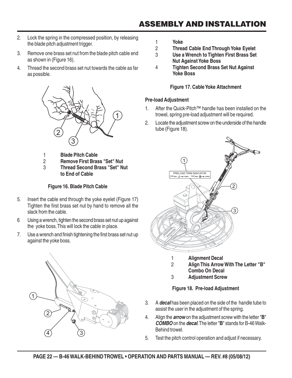 Assembly and installation | Multiquip B46-SERIES User Manual | Page 22 / 70