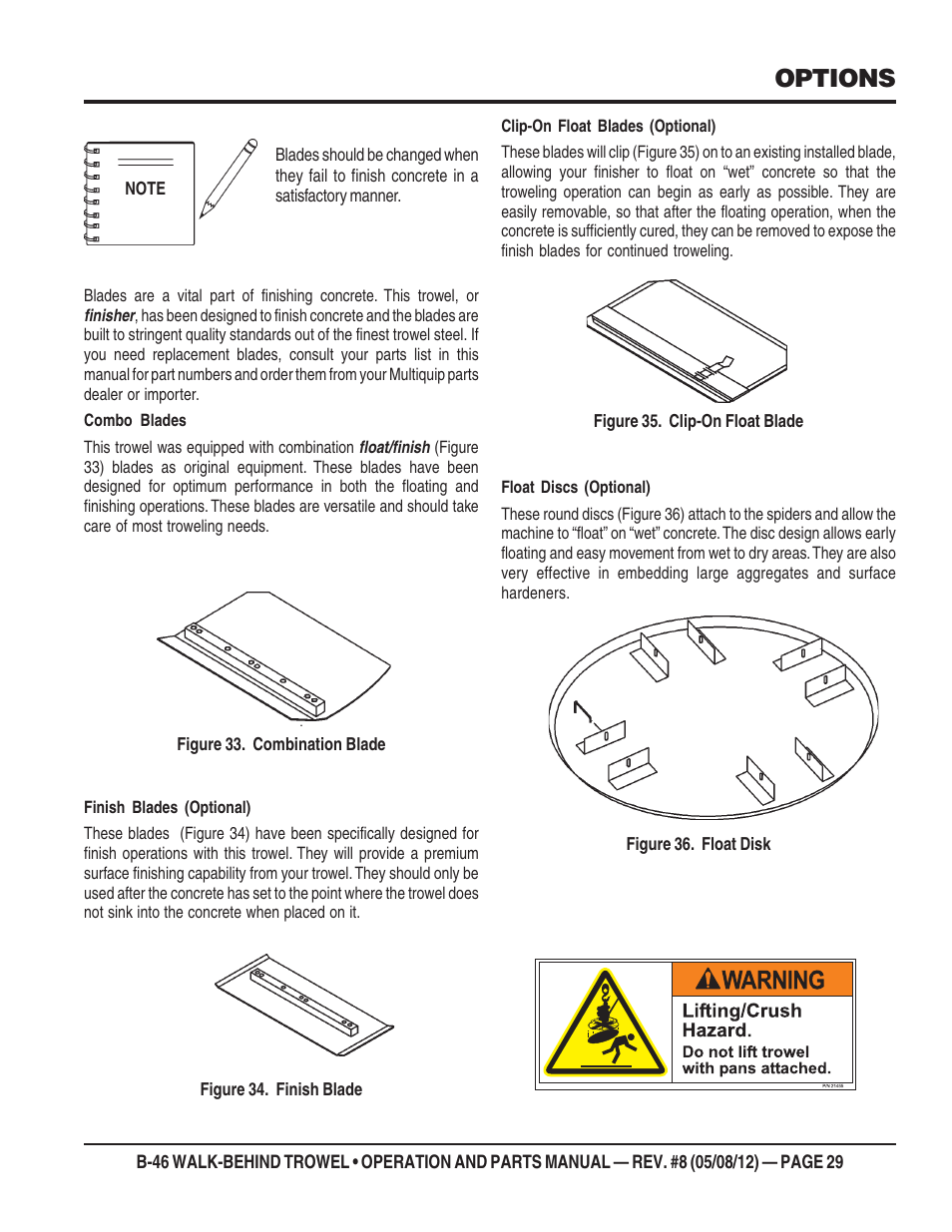 Options | Multiquip B46-SERIES User Manual | Page 29 / 70