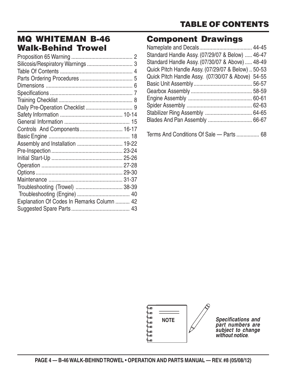 Multiquip B46-SERIES User Manual | Page 4 / 70