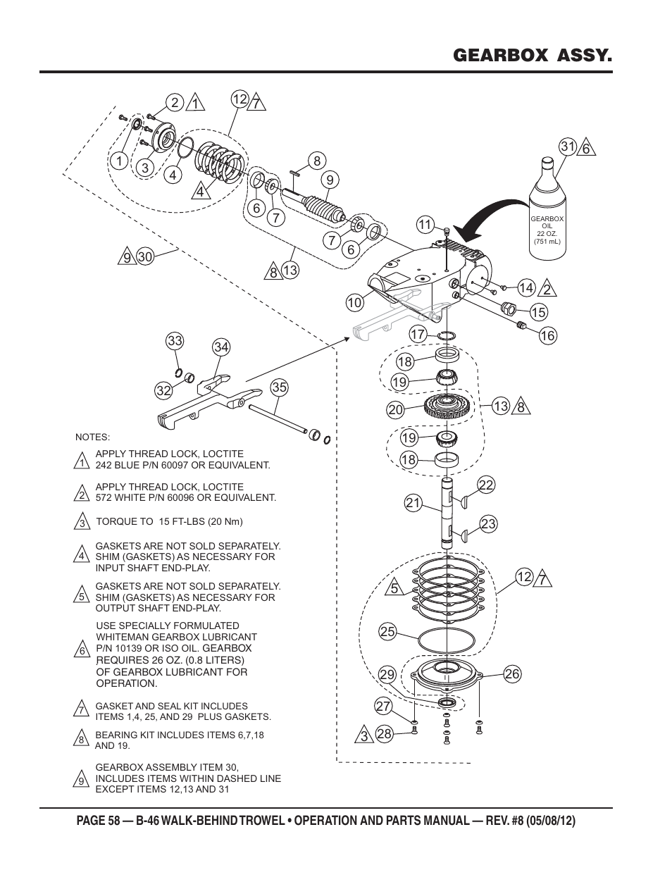 Gearbox assy | Multiquip B46-SERIES User Manual | Page 58 / 70