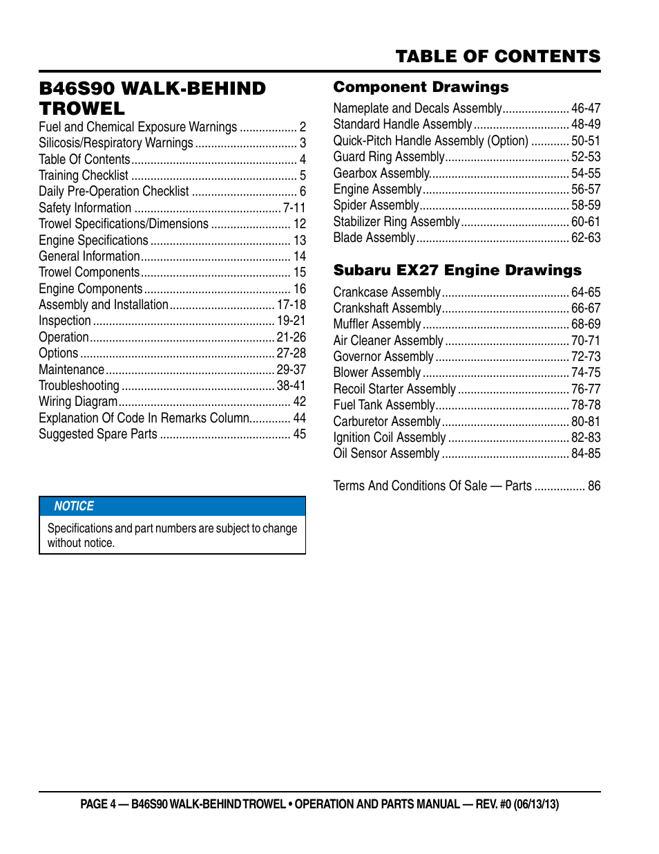 Multiquip B46S90 User Manual | Page 4 / 88