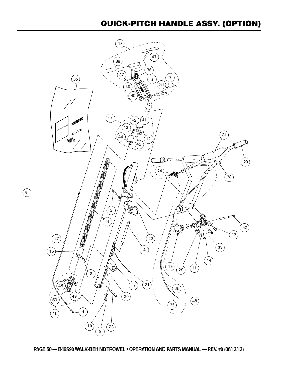 Quick-pitch handle assy. (option) | Multiquip B46S90 User Manual | Page 50 / 88