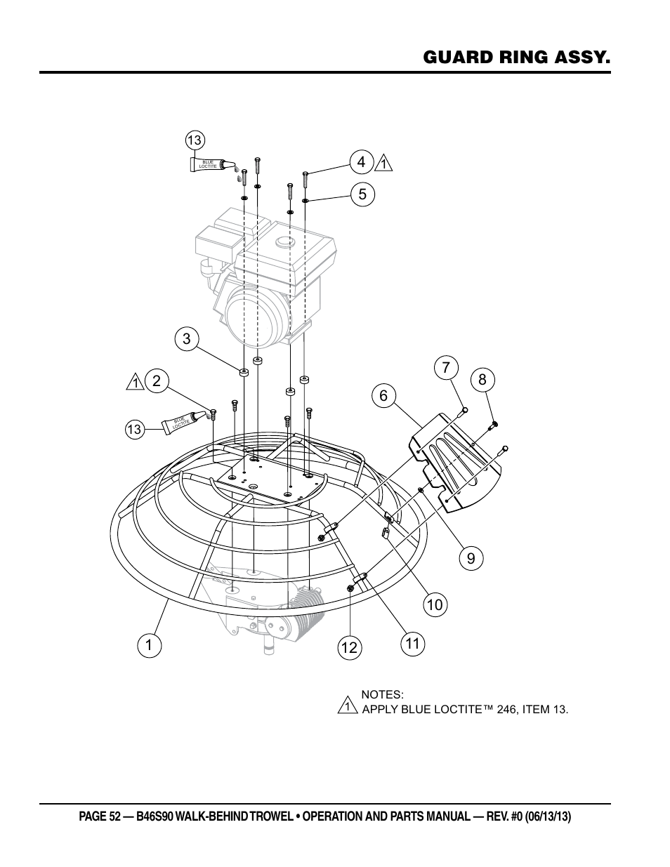 Guard ring assy | Multiquip B46S90 User Manual | Page 52 / 88