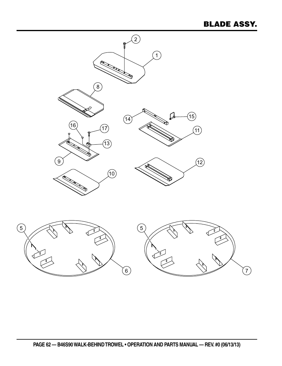 Blade assy | Multiquip B46S90 User Manual | Page 62 / 88
