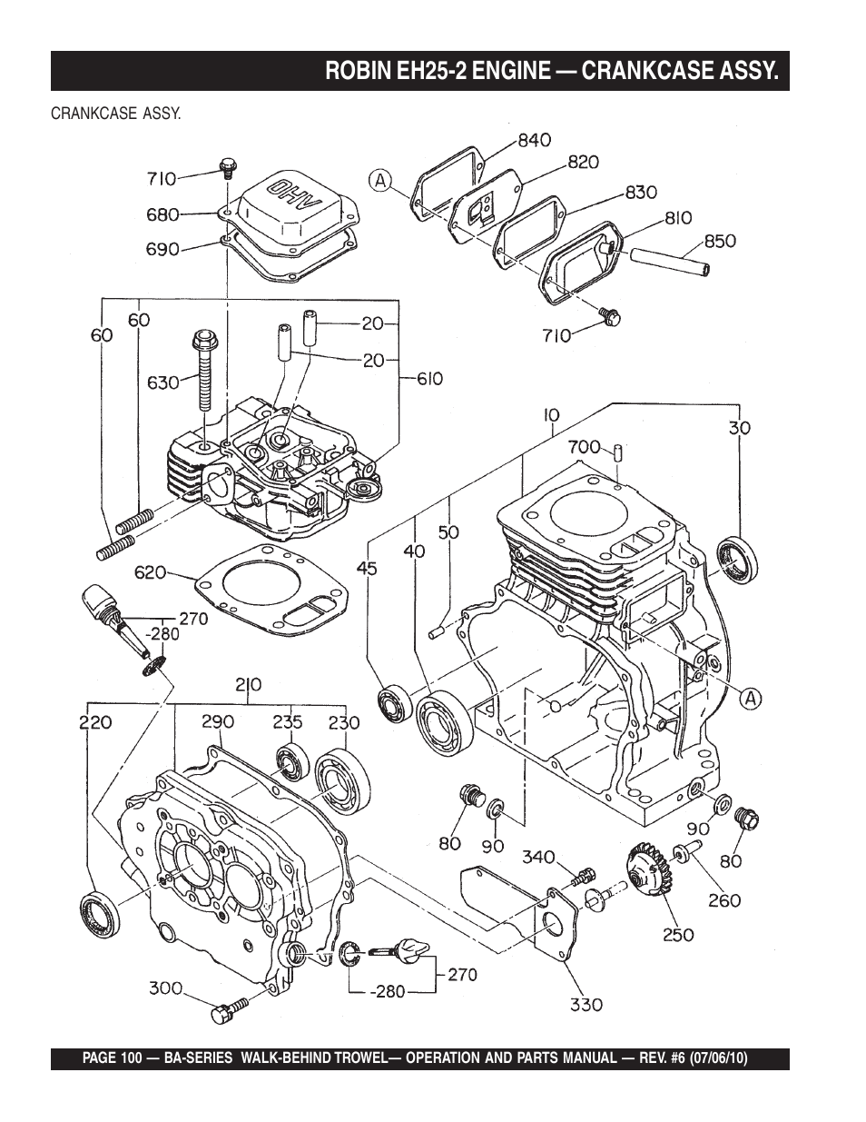 Robin eh25-2 engine — crankcase assy | Multiquip BA-SERIES User Manual | Page 100 / 120