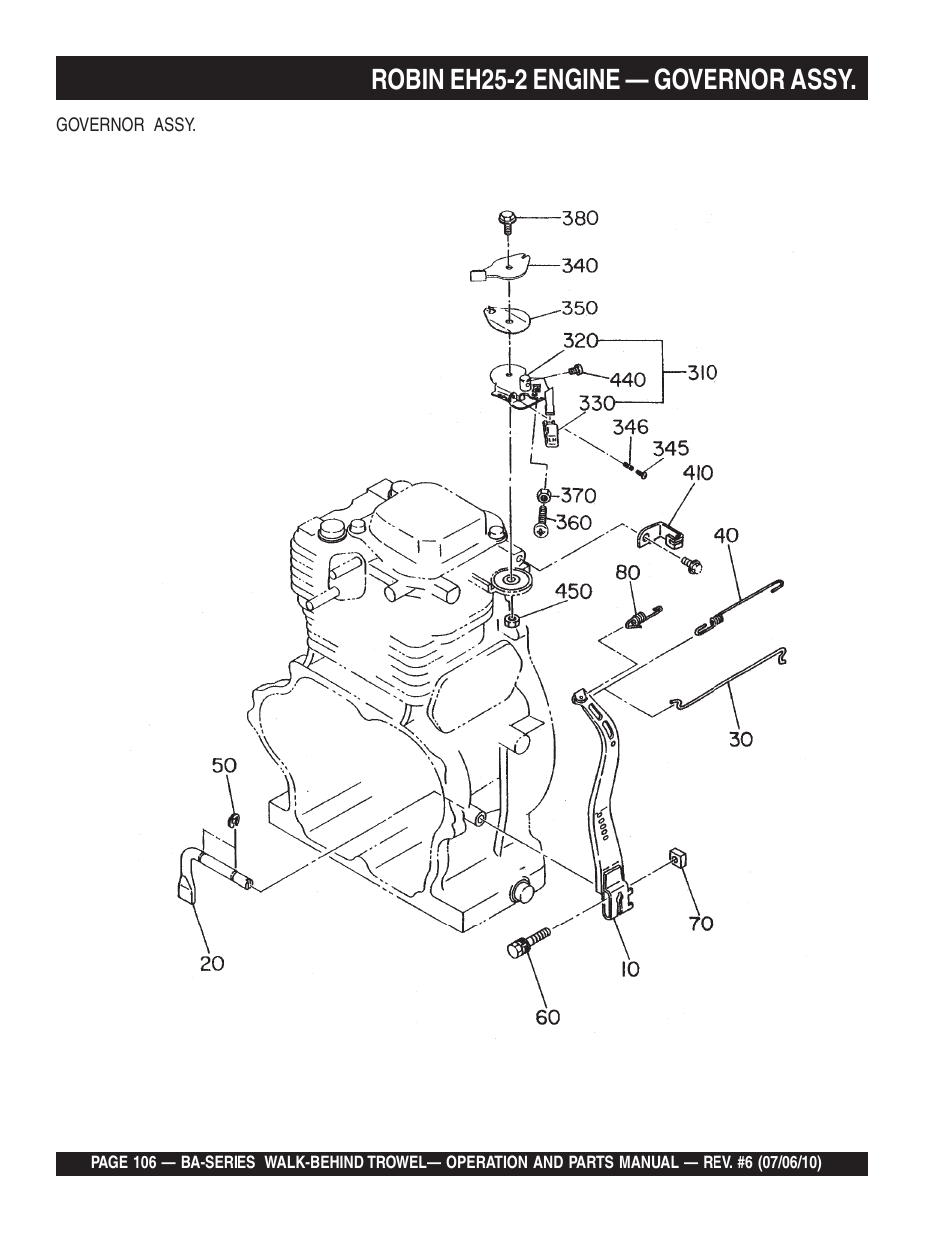 Robin eh25-2 engine — governor assy | Multiquip BA-SERIES User Manual | Page 106 / 120
