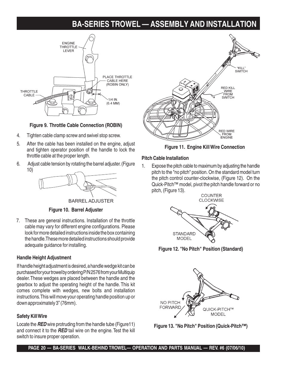 Ba-series trowel — assembly and installation | Multiquip BA-SERIES User Manual | Page 20 / 120