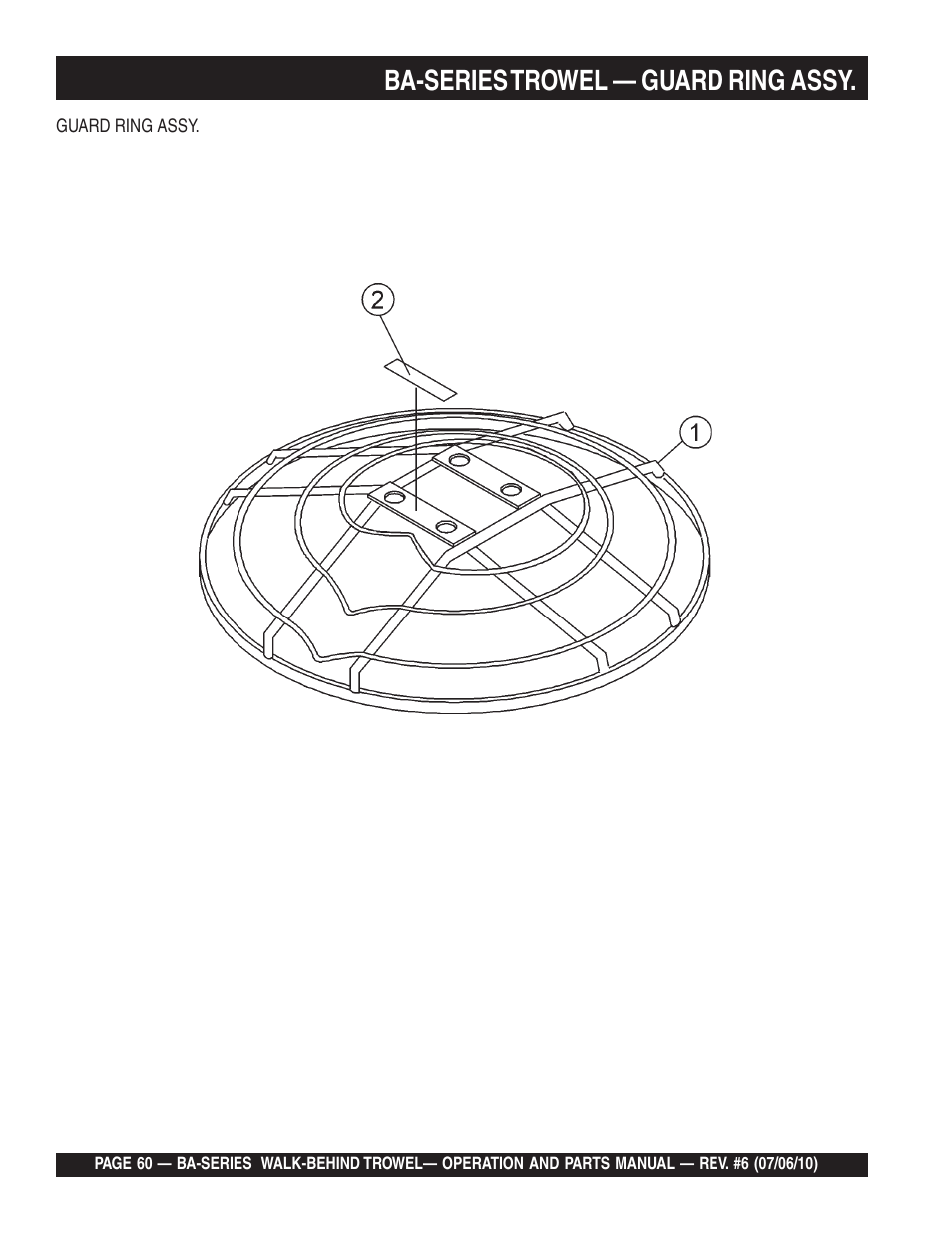 Ba-series trowel — guard ring assy | Multiquip BA-SERIES User Manual | Page 60 / 120