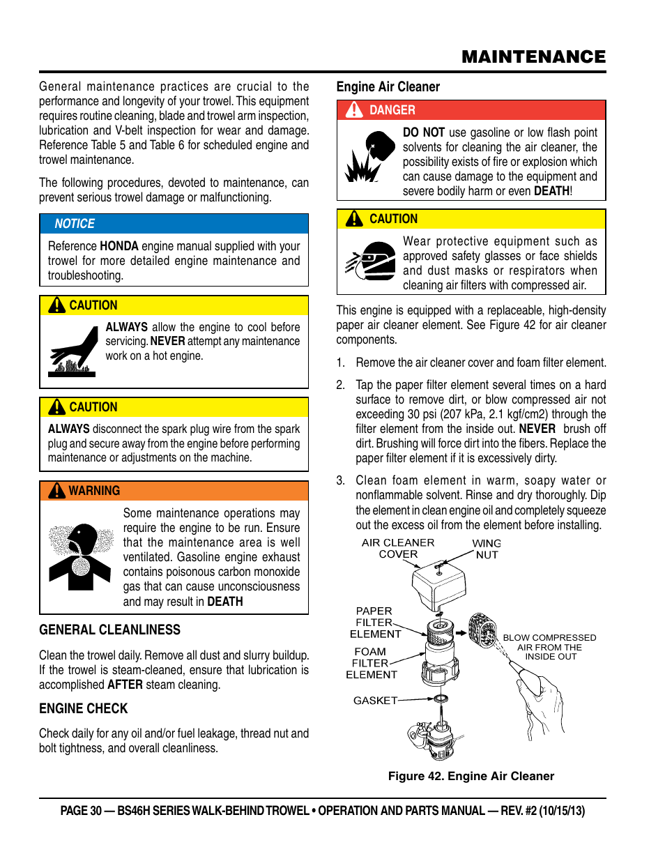 Maintenance | Multiquip BS46HLE User Manual | Page 30 / 68