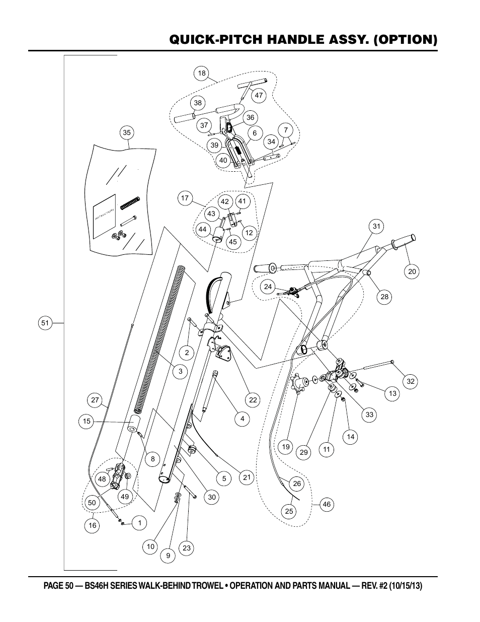 Quick-pitch handle assy. (option) | Multiquip BS46HLE User Manual | Page 50 / 68