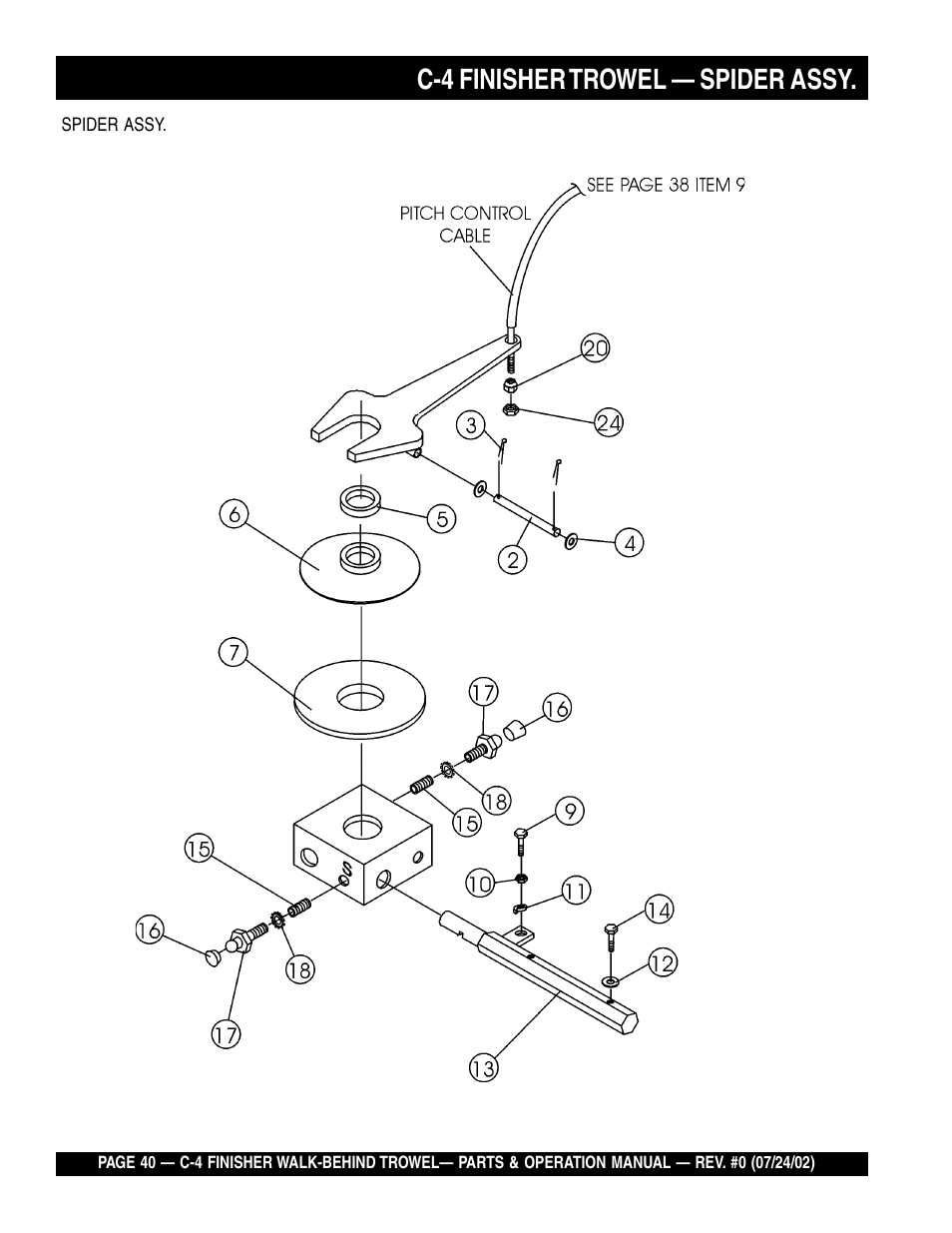 C-4 finisher trowel — spider assy | Multiquip C42H User Manual | Page 40 / 84