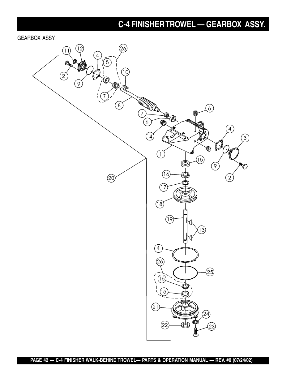 C-4 finisher trowel — gearbox assy | Multiquip C42H User Manual | Page 42 / 84