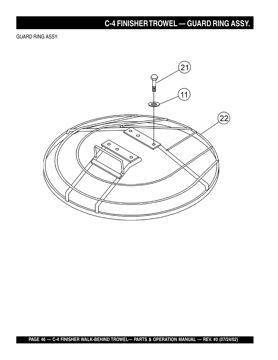C-4 finisher trowel — guard ring assy | Multiquip C42H User Manual | Page 46 / 84