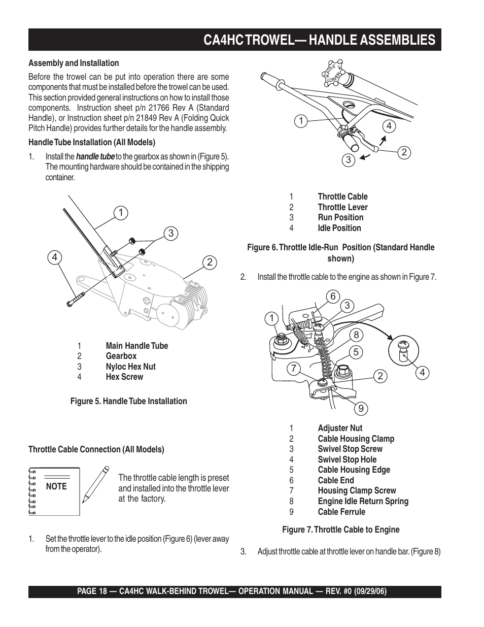 Ca4hc trowel— handle assemblies | Multiquip CA4HC User Manual | Page 18 / 36