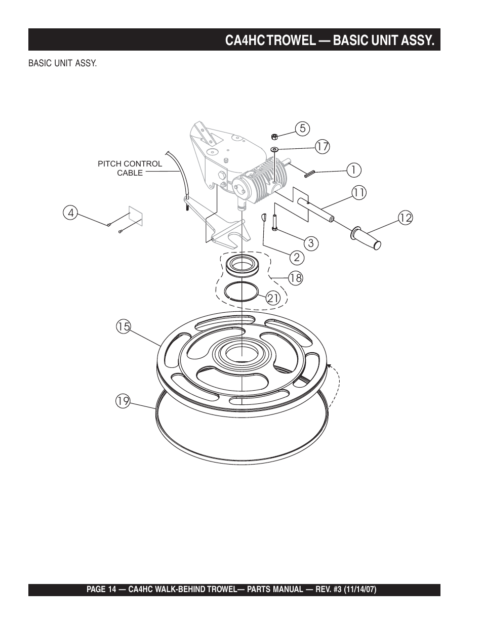 Ca4hc trowel — basic unit assy | Multiquip CA4HC User Manual | Page 14 / 60