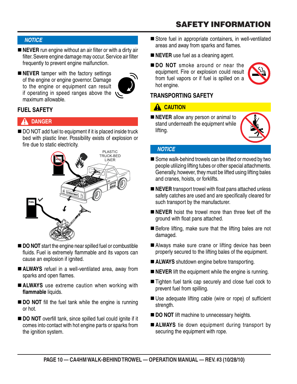 Safety information | Multiquip CA4HM User Manual | Page 10 / 36