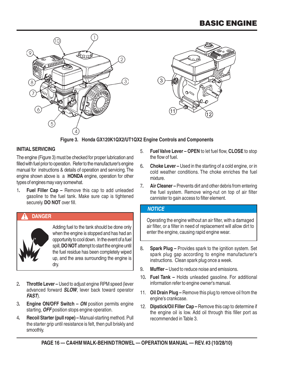 Basic engine | Multiquip CA4HM User Manual | Page 16 / 36
