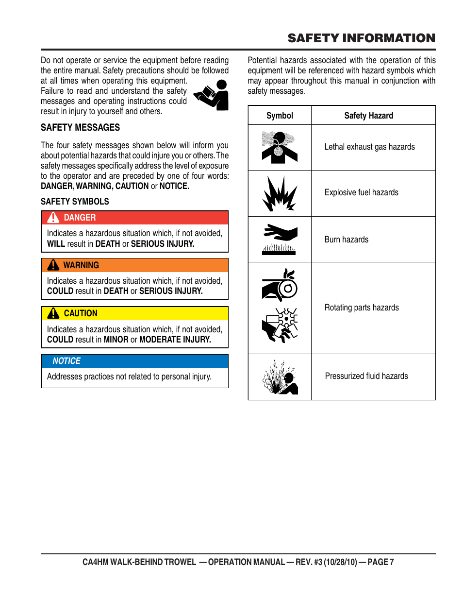 Safety information | Multiquip CA4HM User Manual | Page 7 / 36