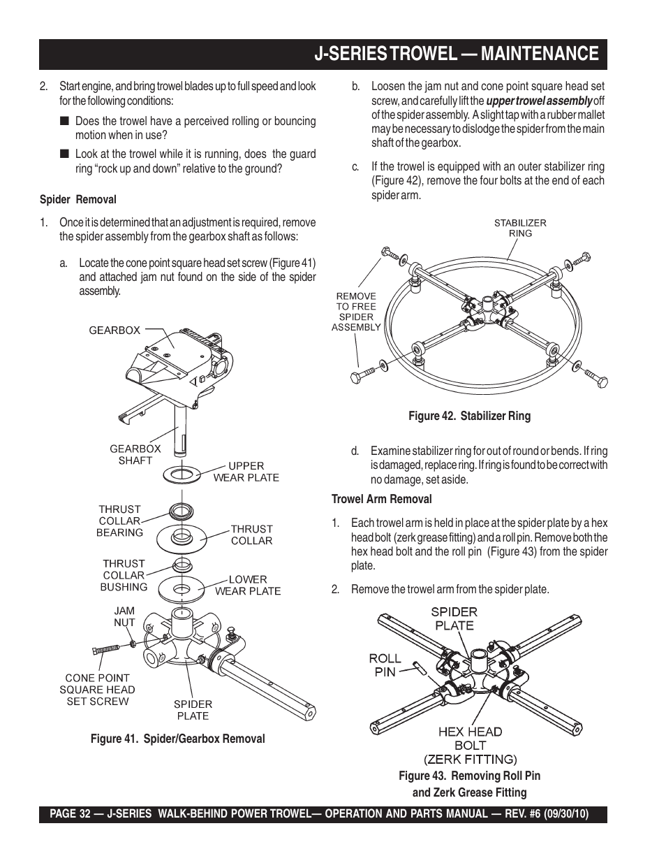 J-series trowel — maintenance | Multiquip J-SERIES User Manual | Page 32 / 104