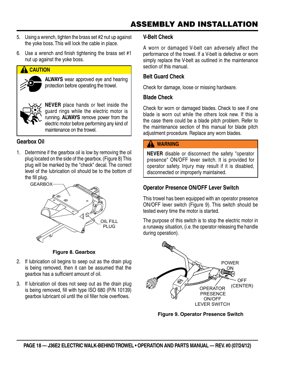 Assembly and installation | Multiquip J36E2 User Manual | Page 18 / 54