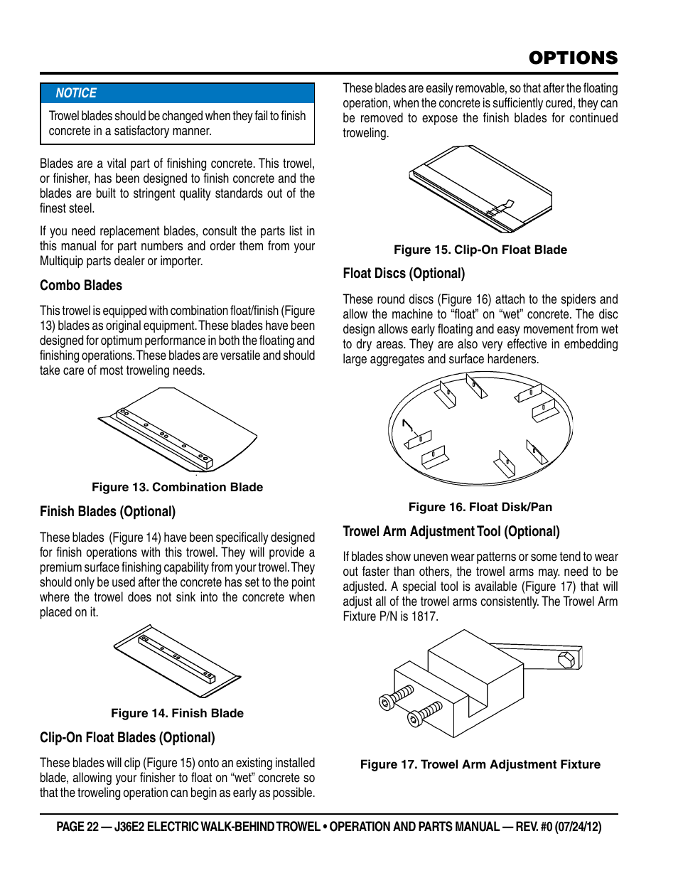 Options | Multiquip J36E2 User Manual | Page 22 / 54
