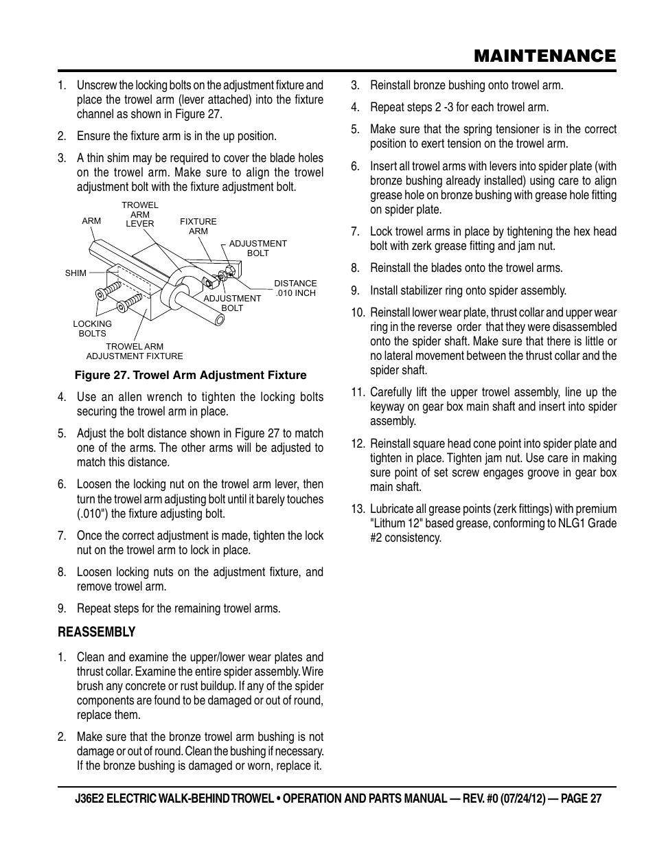 Maintenance | Multiquip J36E2 User Manual | Page 27 / 54