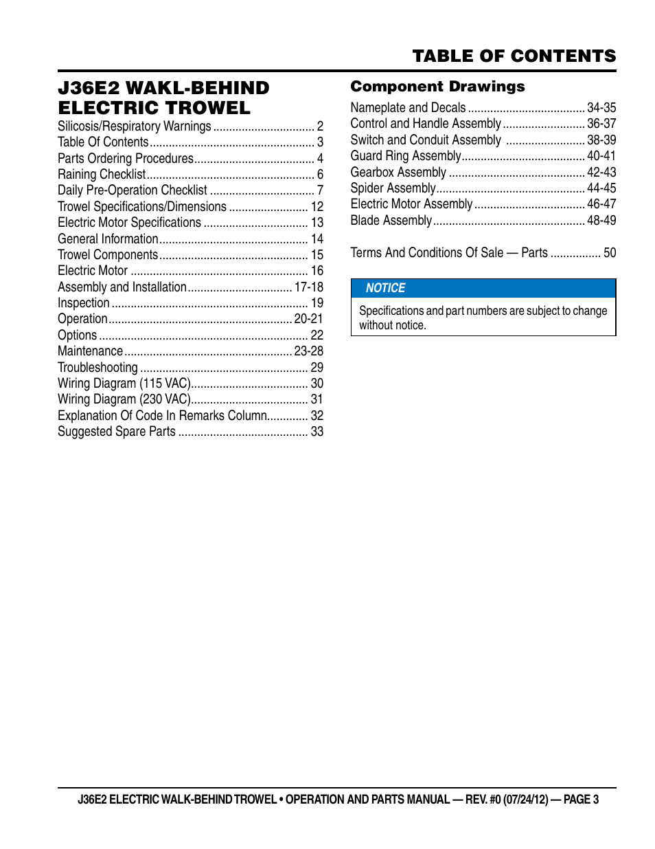 Multiquip J36E2 User Manual | Page 3 / 54