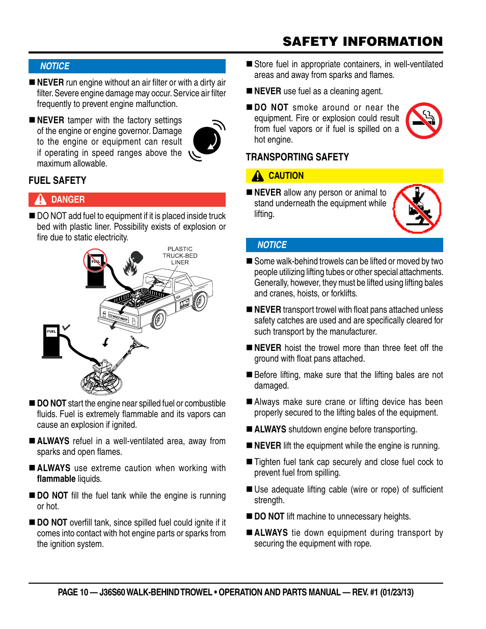 Safety information | Multiquip J36S60 User Manual | Page 10 / 84