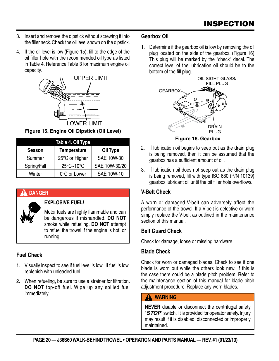 Inspection | Multiquip J36S60 User Manual | Page 20 / 84