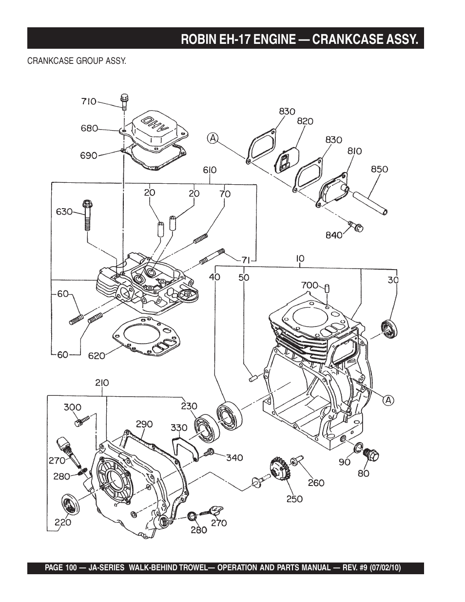 Robin eh-17 engine — crankcase assy | Multiquip JA-SERIES User Manual | Page 100 / 120