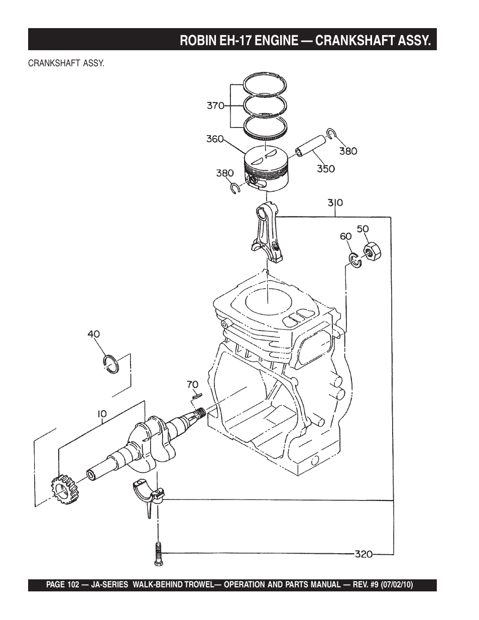 Robin eh-17 engine — crankshaft assy | Multiquip JA-SERIES User Manual | Page 102 / 120