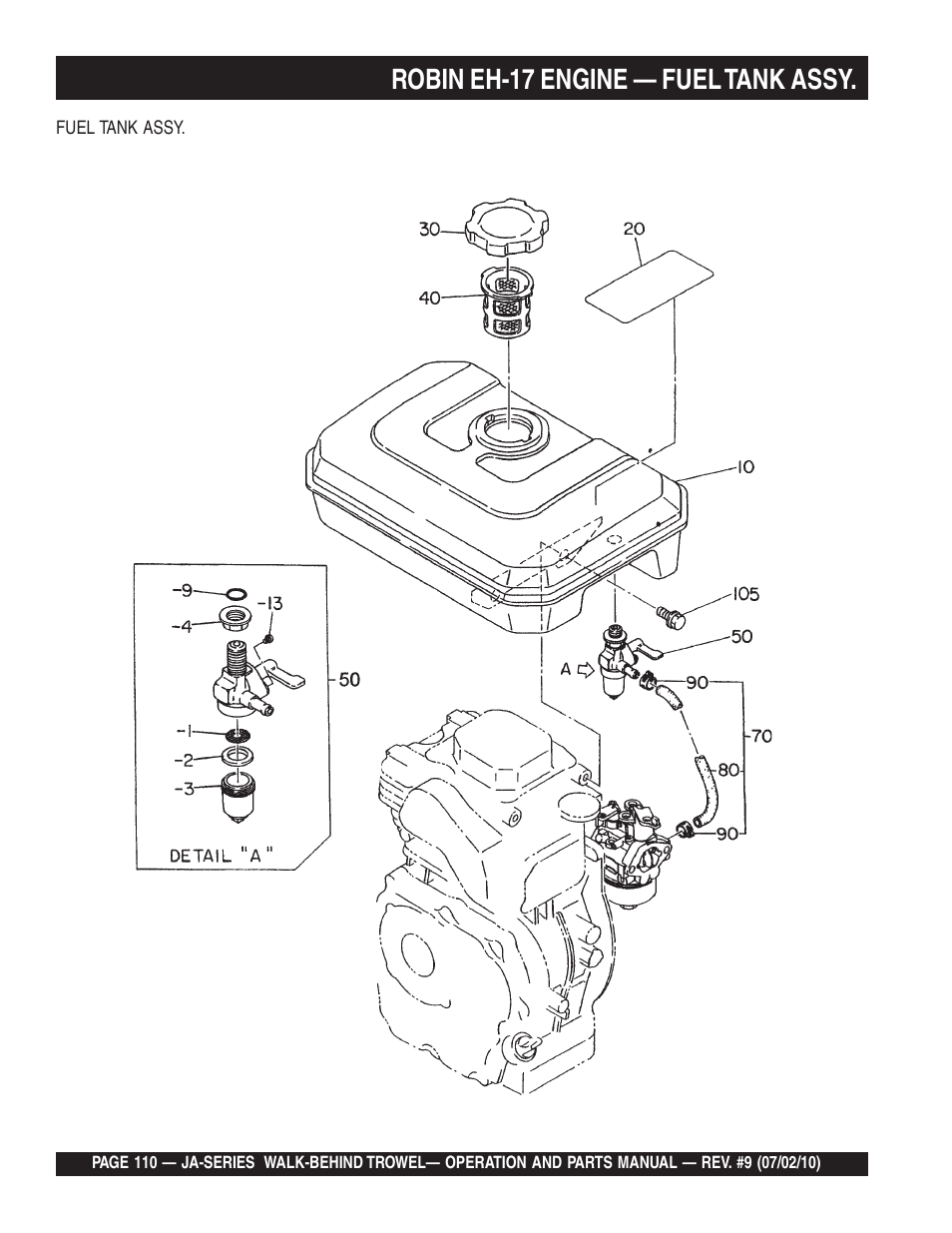 Robin eh-17 engine — fuel tank assy | Multiquip JA-SERIES User Manual | Page 110 / 120