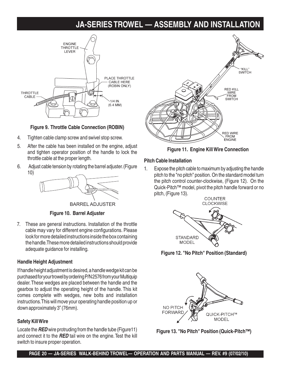 Ja-series trowel — assembly and installation | Multiquip JA-SERIES User Manual | Page 20 / 120