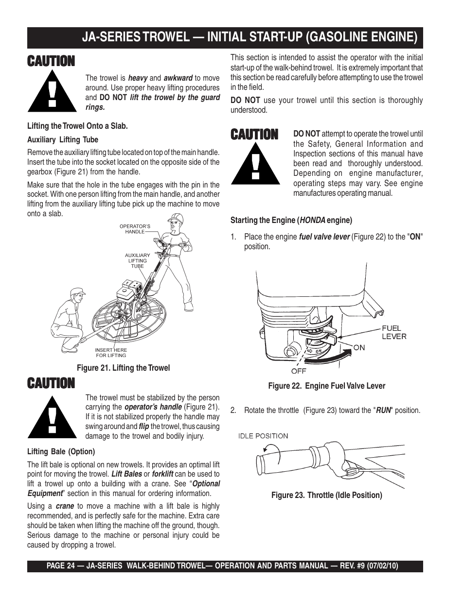 Caution | Multiquip JA-SERIES User Manual | Page 24 / 120