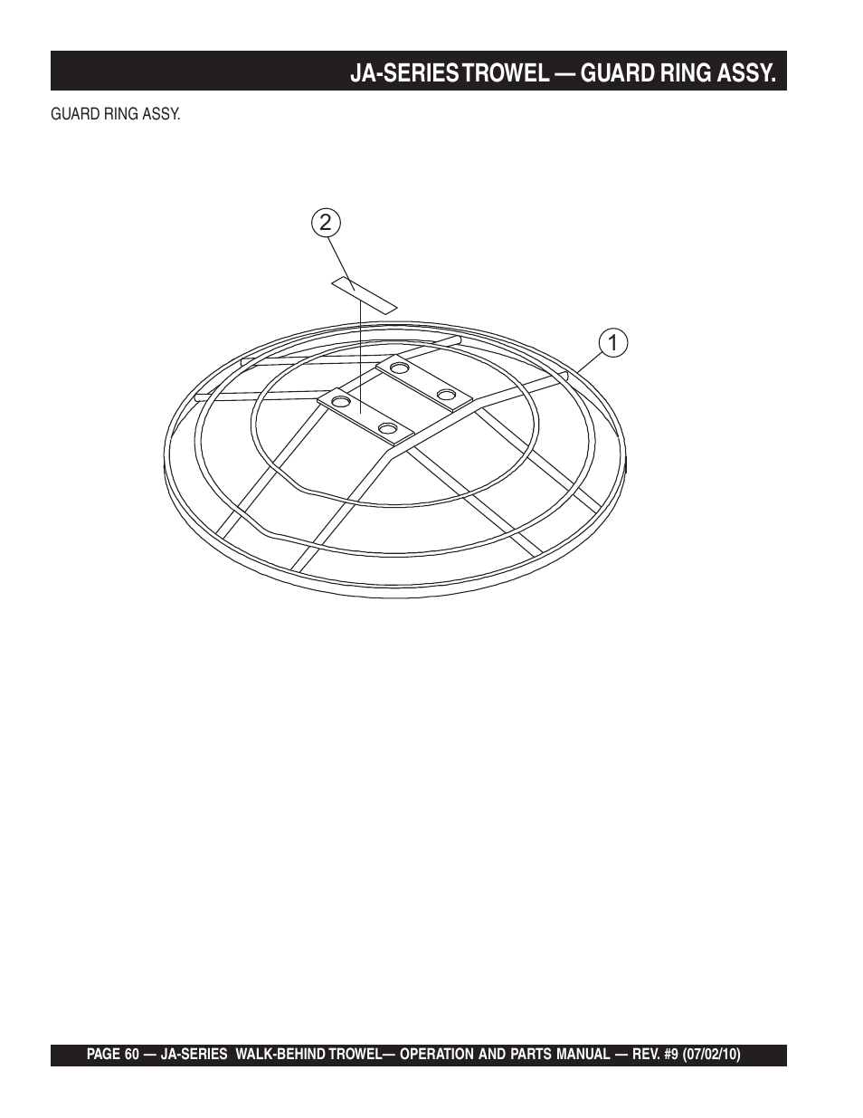 Ja-series trowel — guard ring assy | Multiquip JA-SERIES User Manual | Page 60 / 120