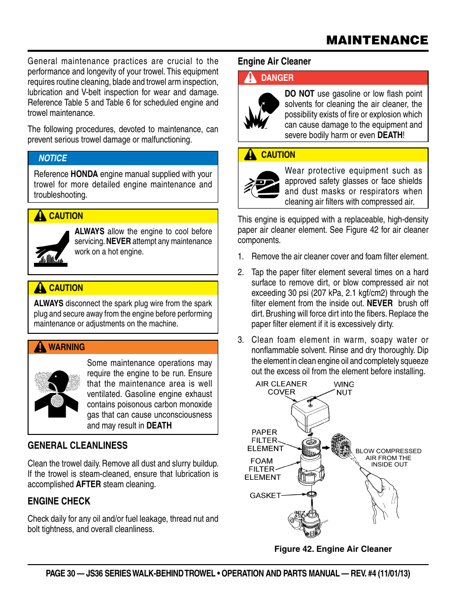 Maintenance | Multiquip JS36LE User Manual | Page 30 / 66