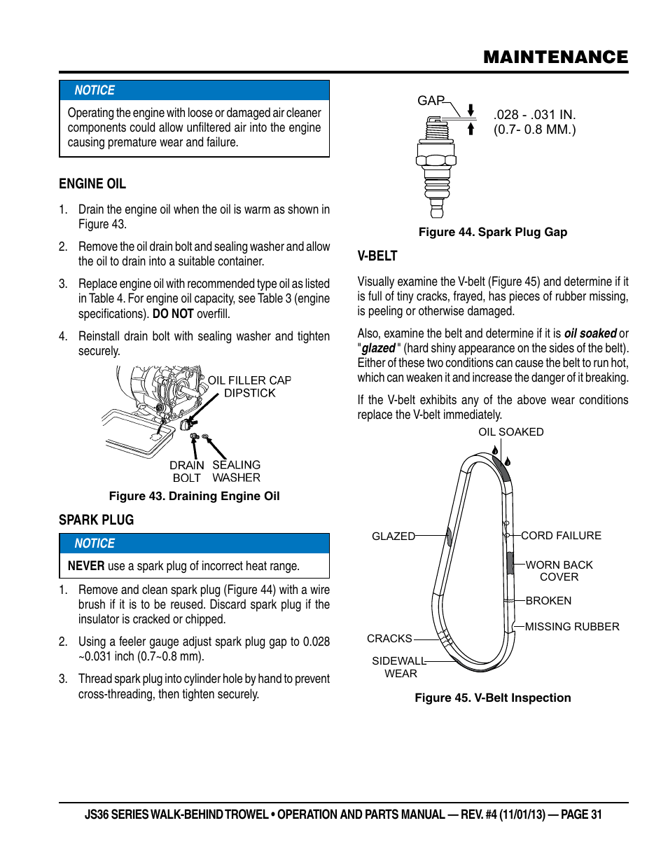 Maintenance | Multiquip JS36LE User Manual | Page 31 / 66